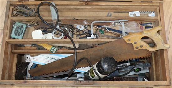 A tool chest and tools W.74cm